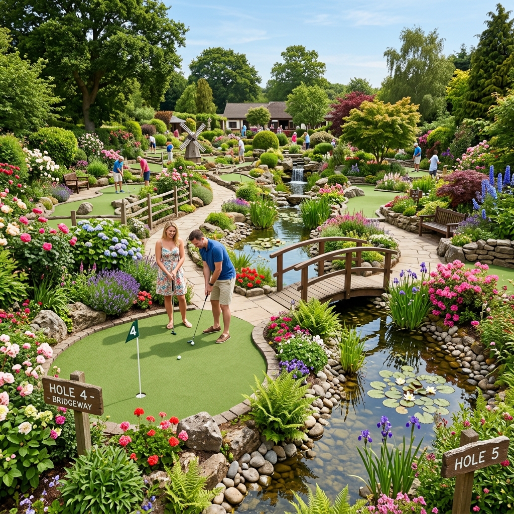 Minigolf Dolní Bousov: Český ráj z jiného úhlu 1 Adventure Golf Osek - minigolf zasazený do malebné okrasné zahrady