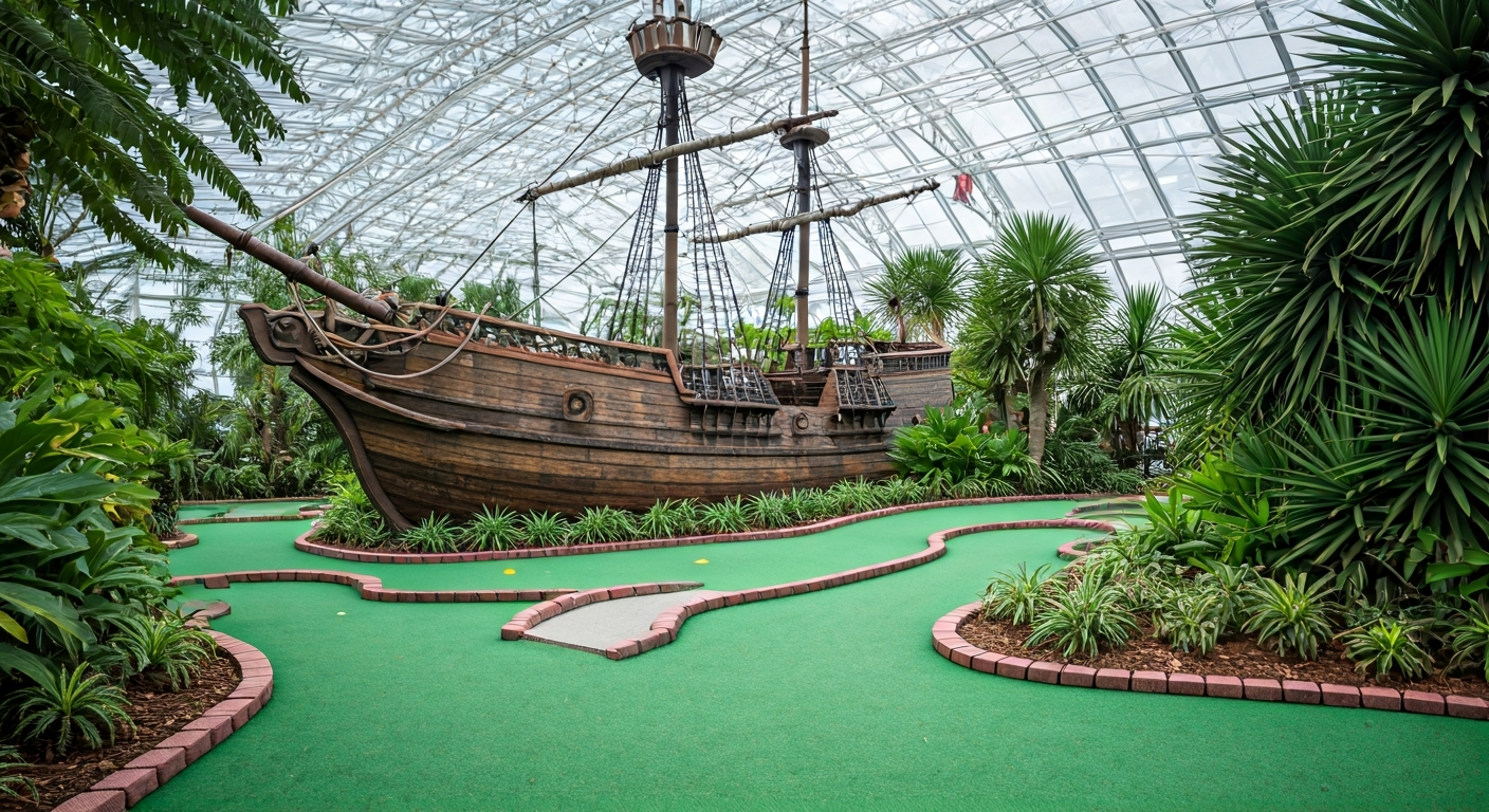 Tematické hřiště Fantasy Golf Plasy s pirátskou lodí a botanickou zahradou