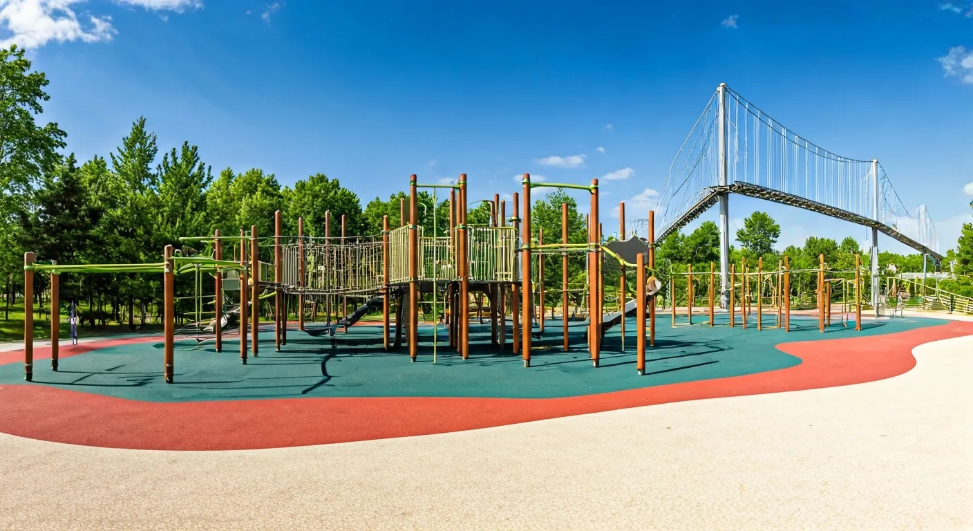 Neslovice minigolf: Jihomoravská obec s velkými plány 1 Lanové centrum a další atrakce pro děti na Indiánském hřišti