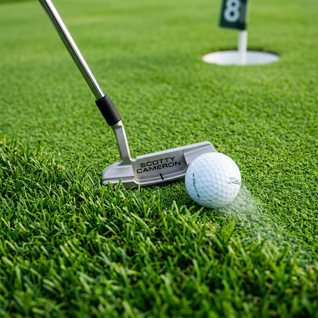Minigolf Úžice: Středočeská obec s velkými ambicemi 1 Detail umělé trávy a golfové hole při hře putting golfu v Úžicích