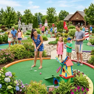 Hra minigolf zábava rodina jamky