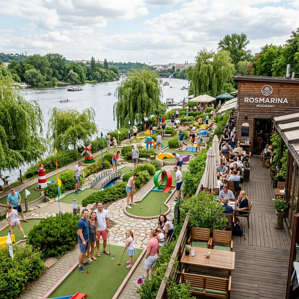 Minigolf Rosmarina Modřany Praha Vltava