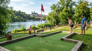 Venkovní minigolfové hřiště v areálu Rosmarina u Vltavy